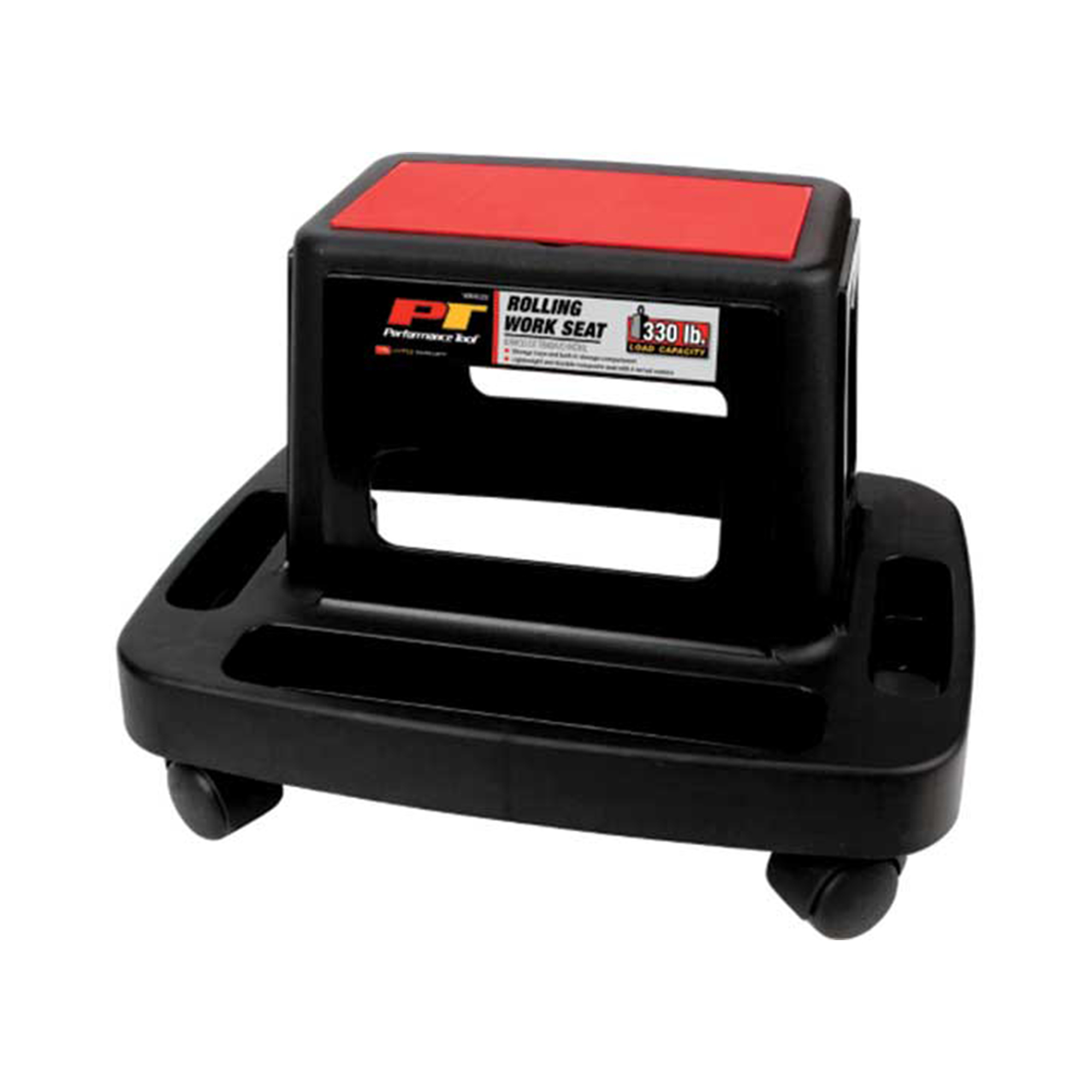 Performance Tool Rolling Work Seat — Lightweight Composite, 330-Lb. Capacity, 12.4in. Profile, Built-In Storage, Model# PRTW85026